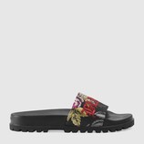 Floral jacquard slide sandal
