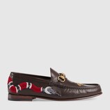 Leather loafer with snake