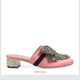 Satin slipper with removable crystal bow