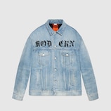 Übergroße Jacke aus Denim mit Applikationen