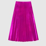 Metallic leather plissé skirt