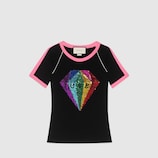 スパンコール ダイヤモンド コットン Tシャツ