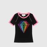 Sequin diamond cotton t-shirt