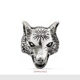 Anger Forest wolf head ring in silver