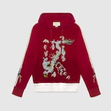 Velvet sweatshirt with dragon appliqué