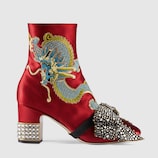 Dragon satin mid-heel ankle boot