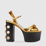 Metallic leather platform sandal