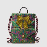 Crystal bow brocade drawstring backpack
