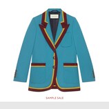 Wool jacket with ribbon trim