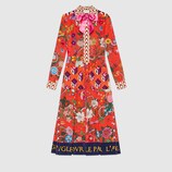 Patchwork print silk dress