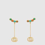 Double G earrings with multicolor stones