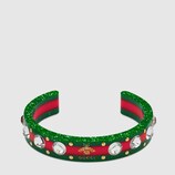 Web cuff with crystals