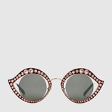 Cat eye metal glasses with crystals