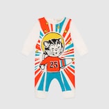 Baby cotton sleepsuit with space cat print