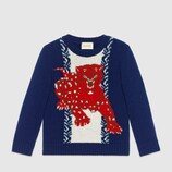 Children's leopard intarsia sweater