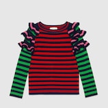 Children's striped wool ruffle sweater