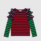 Maglione in lana a righe con ruche