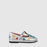 Toddler metallic leather ballet flat with stars