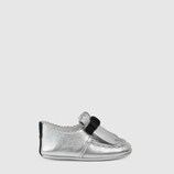 Baby metallic leather fringe loafer