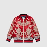Children's satin bomber jacket with gold floral motif