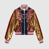 Blouson aviateur en velours avec broderies en sequins