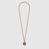 Lion head necklace with pearl