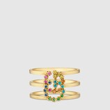 Double G ring with multicolor stones