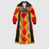 Cappotto in alpaca con intarsio a rombi