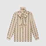 Silk shirt with Web kisses print