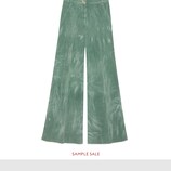 Embroidered wide leg corduroy pant