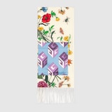 Pañuelo de Seda con Estampado Flora con Serpiente y Bolsillo