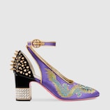 Dragon satin mid-heel pump
