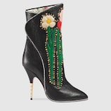 Bottes en cuir avec fleurs intarsia