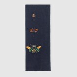 Silk cashmere scarf with embroidered insects