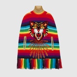Angry Cat intarsia striped knit cape