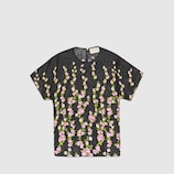Climbing roses print silk top