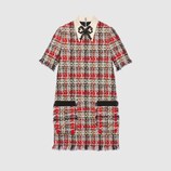 Embroidered multicolor tweed dress
