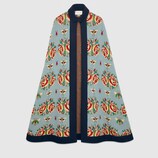 Rose and insect jacquard wool cape