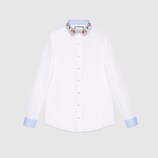 Poplin shirt with embroidered collar