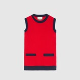 Top in lana lavorata a maglia con profili a contrasto