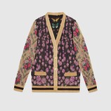 Patchwork shiny jacquard reversible cardigan