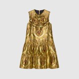 Gold floral jacquard dress