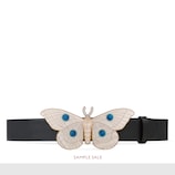 Leather belt with moth buckle