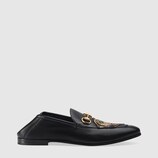 Leather Horsebit loafer with panther