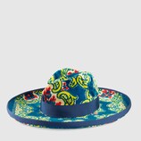 Chapeau en velours à imprimé brocart fleuri