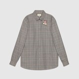 Oversize wool shirt with patch