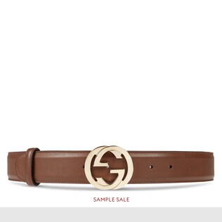 Leather belt with interlocking G