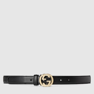 Leather belt with interlocking G buckle
