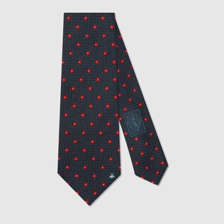 Floral jacquard silk tie