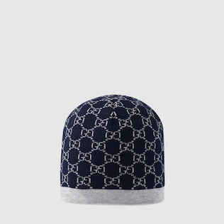 Bonnet pour enfant en laine à motif GG